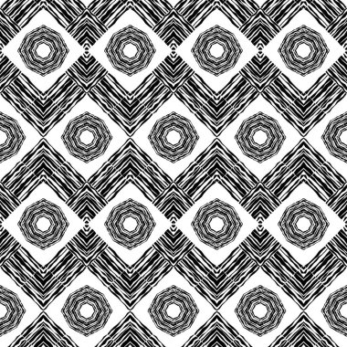 Siyah-beyaz. Etnik boho sorunsuz desen. Dantel. Kumaş üzerine nakış. Patchwork doku. Dokuma. Geleneksel süs. Kabile tipi. Halk motifi. Duvar kağıdı, tekstil, sarma, web için kullanılabilir.