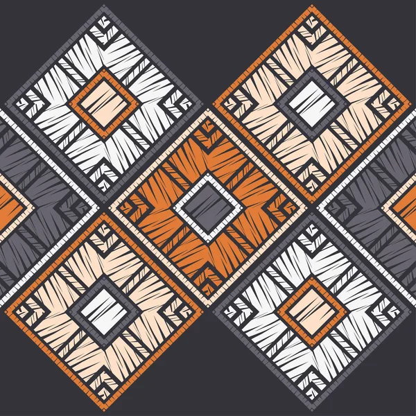 Patrón Étnico Boho Sin Costuras Encaje Bordado Tela Textura Patchwork — Vector de stock