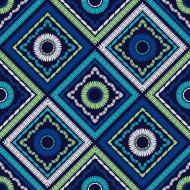 Etnik Boho Dikişsiz desen. Dantel. Kumaş üzerine nakış. Patchwork dokusu. Dokuma. Geleneksel süs. Kabile deseni. Halk motif. Duvar kağıdı, tekstil, sarma, Web için kullanılabilir.
