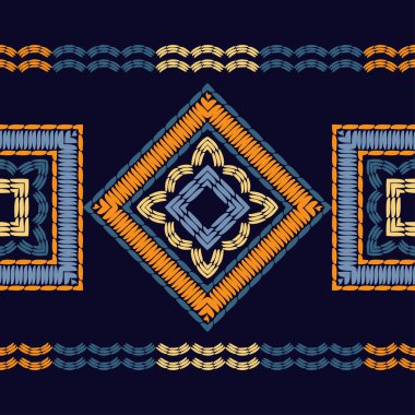 Etnik Boho Dikişsiz desen. Dantel. Kumaş üzerine nakış. Patchwork dokusu. Dokuma. Geleneksel süs. Kabile deseni. Halk motif. Duvar kağıdı, tekstil, sarma, Web için kullanılabilir.