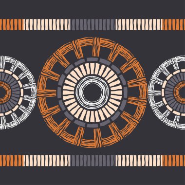 Polka noktalar Dikişsiz desen. Etnik figürlerin mozaiği. Desenli doku. Geometrik arka plan. Duvar kağıdı, tekstil, davet kartı, sarma, Web sayfası arka plan için kullanılabilir.