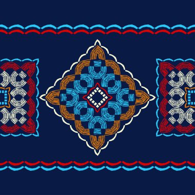 Etnik Boho Dikişsiz desen. Dantel. Kumaş üzerine nakış. Patchwork dokusu. Dokuma. Geleneksel süs. Kabile deseni. Halk motif. Duvar kağıdı, tekstil, sarma, Web için kullanılabilir.