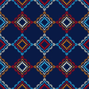 Etnik Boho Dikişsiz desen. Dantel. Kumaş üzerine nakış. Patchwork dokusu. Dokuma. Geleneksel süs. Kabile deseni. Halk motif. Duvar kağıdı, tekstil, sarma, Web için kullanılabilir.