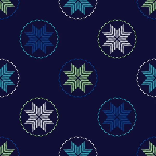 Бесшовный Рисунок Декоративными Норвежскими Снежинками Счастливого Рождества Векторная Иллюстрация Использоваться — стоковый вектор