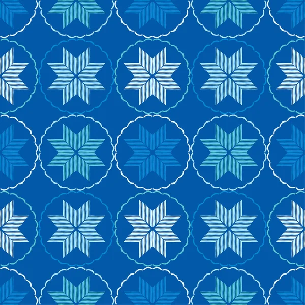 Nahtloses Muster Mit Dekorativen Norwegischen Schneeflocken Frohe Weihnachten Vektorillustration Kann — Stockvektor