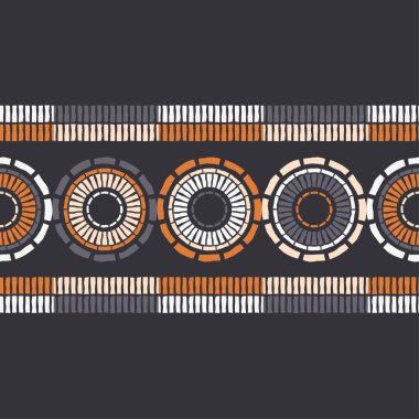 Polka noktalar Dikişsiz desen. Etnik figürlerin mozaiği. Desenli doku. Geometrik arka plan. Duvar kağıdı, tekstil, davet kartı, sarma, Web sayfası arka plan için kullanılabilir.