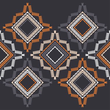 Etnik Boho Dikişsiz desen. Dantel. Kumaş üzerine nakış. Patchwork dokusu. Dokuma. Geleneksel süs. Kabile deseni. Halk motif. Duvar kağıdı, tekstil, sarma, Web için kullanılabilir.