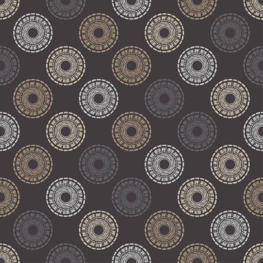 Polka noktalar Dikişsiz desen. Etnik figürlerin mozaiği. Desenli doku. Geometrik arka plan. Duvar kağıdı, tekstil, davet kartı, sarma, Web sayfası arka plan için kullanılabilir.