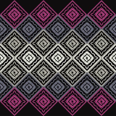 Etnik Boho Dikişsiz desen. Dantel. Kumaş üzerine nakış. Patchwork dokusu. Dokuma. Geleneksel süs. Kabile deseni. Halk motif. Duvar kağıdı, tekstil, sarma, Web için kullanılabilir. 