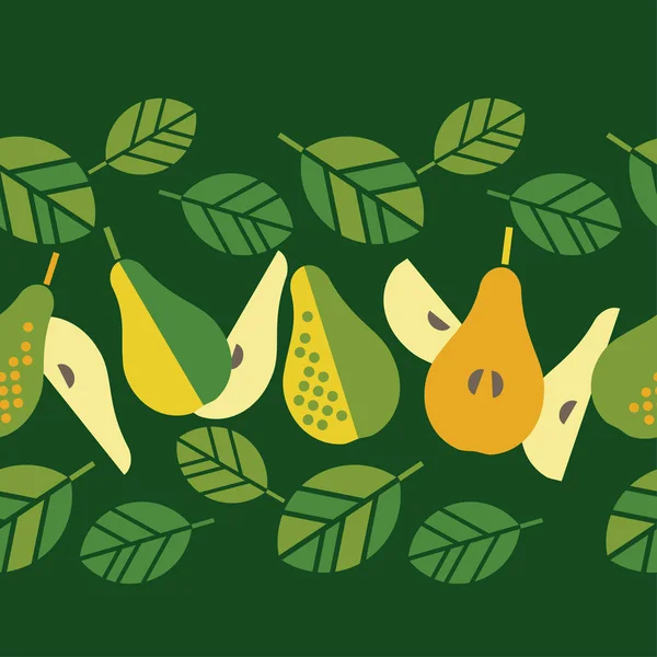 Fondo Sin Costuras Con Peras Amarillas Decorativas Cosecha Jardín Verano — Vector de stock