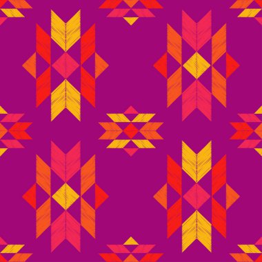 Etnik Boho Dikişsiz desen. Dantel. Kumaş üzerine nakış. Patchwork dokusu. Dokuma. Geleneksel süs. Kabile deseni. Halk motif. Duvar kağıdı, tekstil, sarma, Web için kullanılabilir. 