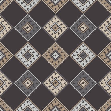 Etnik Boho Dikişsiz desen. Dantel. Kumaş üzerine nakış. Patchwork dokusu. Dokuma. Geleneksel süs. Kabile deseni. Halk motif. Duvar kağıdı, tekstil, sarma, Web için kullanılabilir. 