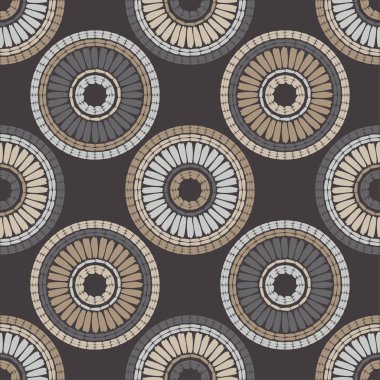 Polka noktalar Dikişsiz desen. Etnik figürlerin mozaiği. Desenli doku. Geometrik arka plan. Duvar kağıdı, tekstil, davet kartı, sarma, Web sayfası arka plan için kullanılabilir.