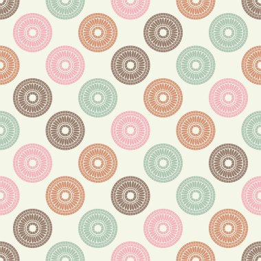 Polka noktalar Dikişsiz desen. Etnik figürlerin mozaiği. Desenli doku. Geometrik arka plan. Duvar kağıdı, tekstil, davet kartı, sarma, Web sayfası arka plan için kullanılabilir.