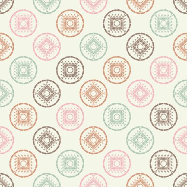 Polka noktalar Dikişsiz desen. Etnik figürlerin mozaiği. Desenli doku. Geometrik arka plan. Duvar kağıdı, tekstil, davet kartı, sarma, Web sayfası arka plan için kullanılabilir.