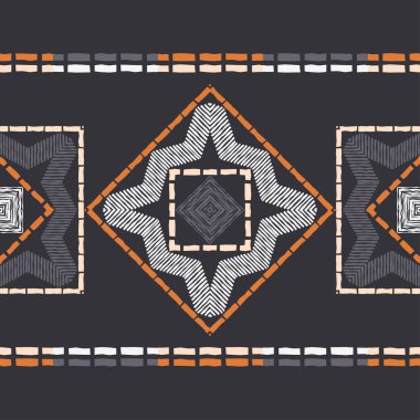 Etnik Boho Dikişsiz desen. Dantel. Kumaş üzerine nakış. Patchwork dokusu. Dokuma. Geleneksel süs. Kabile deseni. Halk motif. Duvar kağıdı, tekstil, sarma, Web için kullanılabilir. 