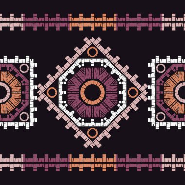 Etnik Boho Dikişsiz desen. Dantel. Kumaş üzerine nakış. Patchwork dokusu. Dokuma. Geleneksel süs. Kabile deseni. Halk motif. Duvar kağıdı, tekstil, sarma, Web için kullanılabilir. 