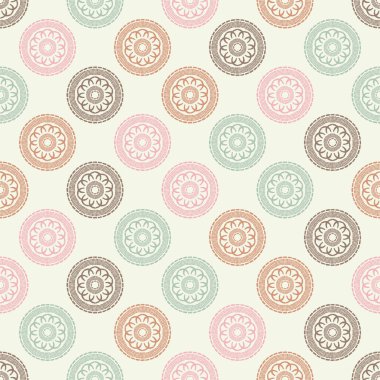 Polka noktalar Dikişsiz desen. Etnik figürlerin mozaiği. Desenli doku. Geometrik arka plan. Duvar kağıdı, tekstil, davet kartı, sarma, Web sayfası arka plan için kullanılabilir.