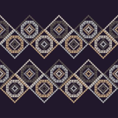 Etnik Boho Dikişsiz desen. Dantel. Kumaş üzerine nakış. Patchwork dokusu. Dokuma. Geleneksel süs. Kabile deseni. Halk motif. Duvar kağıdı, tekstil, sarma, Web için kullanılabilir.