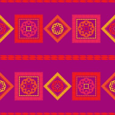 Etnik Boho Dikişsiz desen. Dantel. Kumaş üzerine nakış. Patchwork dokusu. Dokuma. Geleneksel süs. Kabile deseni. Halk motif. Duvar kağıdı, tekstil, sarma, Web için kullanılabilir.