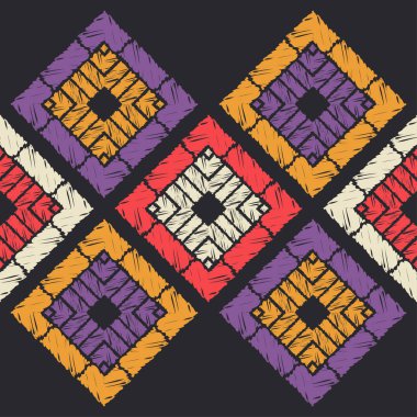 Etnik Boho Dikişsiz desen. Dantel. Kumaş üzerine nakış. Patchwork dokusu. Dokuma. Geleneksel süs. Kabile deseni. Halk motif. Duvar kağıdı, tekstil, sarma, Web için kullanılabilir. 