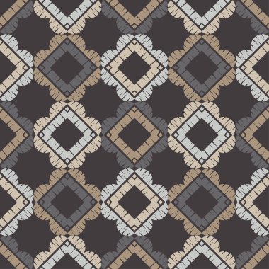 Etnik Boho Dikişsiz desen. Dantel. Kumaş üzerine nakış. Patchwork dokusu. Dokuma. Geleneksel süs. Kabile deseni. Halk motif. Duvar kağıdı, tekstil, sarma, Web için kullanılabilir. 