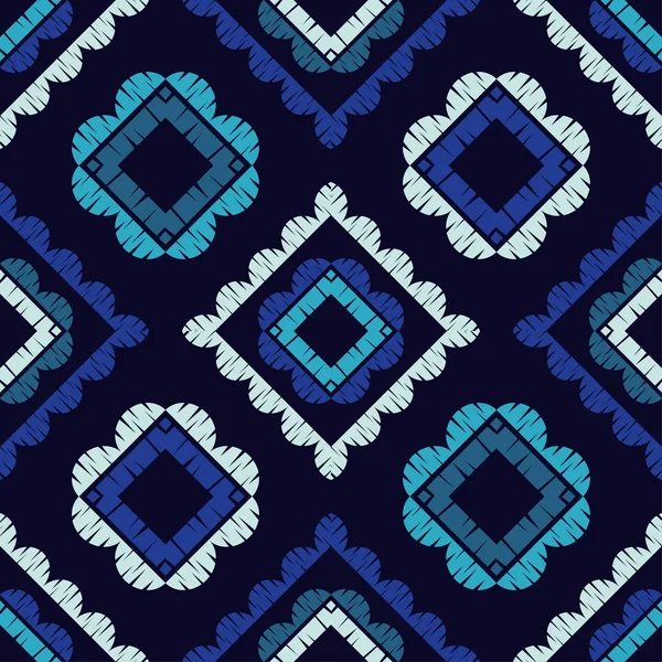 Patrón Étnico Boho Sin Costuras Encaje Bordado Tela Textura Patchwork — Vector de stock