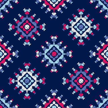 Etnik Boho Dikişsiz desen. Dantel. Kumaş üzerine nakış. Patchwork dokusu. Dokuma. Geleneksel süs. Kabile deseni. Halk motif. Duvar kağıdı, tekstil, sarma, Web için kullanılabilir. 