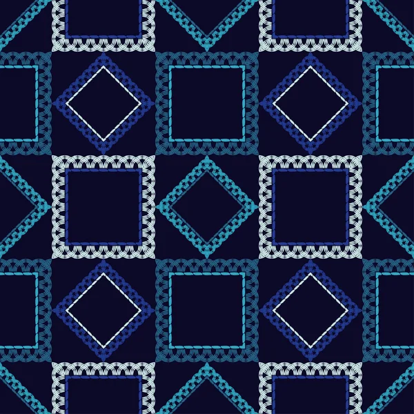 Patrón Étnico Boho Sin Costuras Encaje Bordado Tela Textura Patchwork — Vector de stock