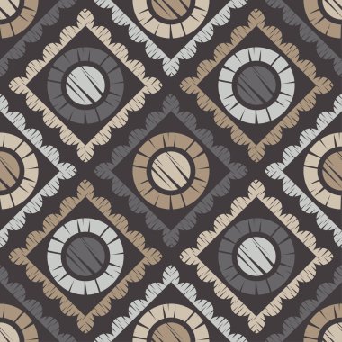 Polka noktalar Dikişsiz desen. Etnik figürlerin mozaiği. Desenli doku. Geometrik arka plan. Duvar kağıdı, tekstil, davet kartı, sarma, Web sayfası arka plan için kullanılabilir.