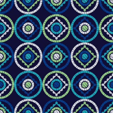 Polka noktalar Dikişsiz desen. Etnik figürlerin mozaiği. Desenli doku. Geometrik arka plan. Duvar kağıdı, tekstil, davet kartı, sarma, Web sayfası arka plan için kullanılabilir.