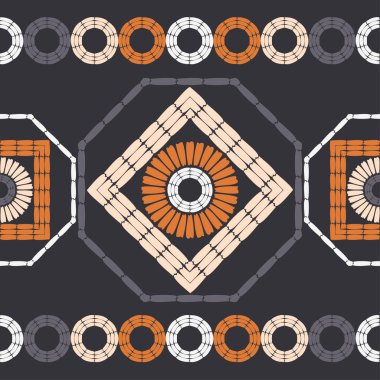 Etnik Boho Dikişsiz desen. Dantel. Kumaş üzerine nakış. Patchwork dokusu. Dokuma. Geleneksel süs. Kabile deseni. Halk motif. Duvar kağıdı, tekstil, sarma, Web için kullanılabilir. 