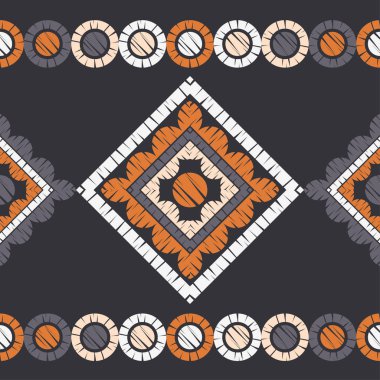 Polka noktalar Dikişsiz desen. Etnik figürlerin mozaiği. Desenli doku. Geometrik arka plan. Duvar kağıdı, tekstil, davet kartı, sarma, Web sayfası arka plan için kullanılabilir.