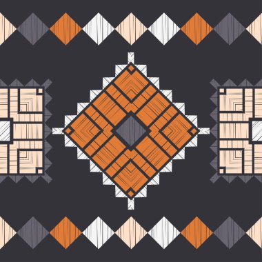 Etnik Boho Dikişsiz desen. Dantel. Kumaş üzerine nakış. Patchwork dokusu. Dokuma. Geleneksel süs. Kabile deseni. Halk motif. Duvar kağıdı, tekstil, sarma, Web için kullanılabilir. 