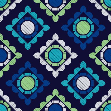 Polka noktalar Dikişsiz desen. Etnik figürlerin mozaiği. Desenli doku. Geometrik arka plan. Duvar kağıdı, tekstil, davet kartı, sarma, Web sayfası arka plan için kullanılabilir.