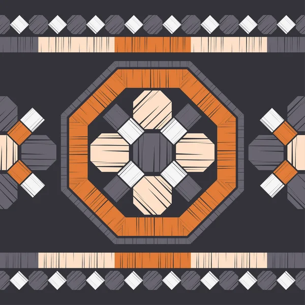 Восьмиугольник Бесшовный Рисунок Этнического Бохо Кружево Вышивка Ткани Пэтчворк Текстуры — стоковый вектор