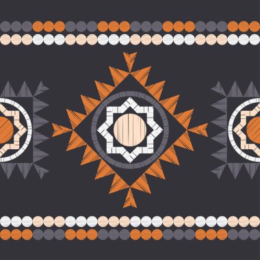 Sekizgen yıldız ve polka noktaları. Etnik boho sorunsuz desen. Dantel. Kumaş üzerine nakış. Patchwork doku. Dokuma. Geleneksel süs. Kabile tipi. Halk motifi.