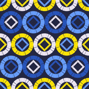 Polka noktalar Dikişsiz desen. Etnik figürlerin mozaiği. Desenli doku. Geometrik arka plan. Duvar kağıdı, tekstil, davet kartı, sarma, Web sayfası arka plan için kullanılabilir.