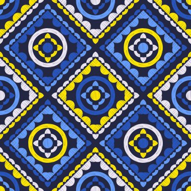 Polka noktalar Dikişsiz desen. Etnik figürlerin mozaiği. Desenli doku. Geometrik arka plan. Duvar kağıdı, tekstil, davet kartı, sarma, Web sayfası arka plan için kullanılabilir.