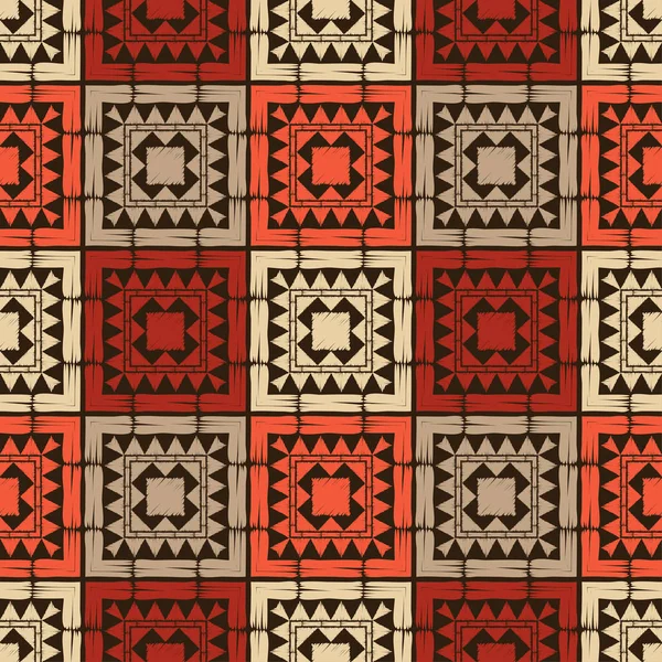 Patrón Étnico Boho Sin Costuras Encaje Bordado Tela Textura Patchwork — Vector de stock