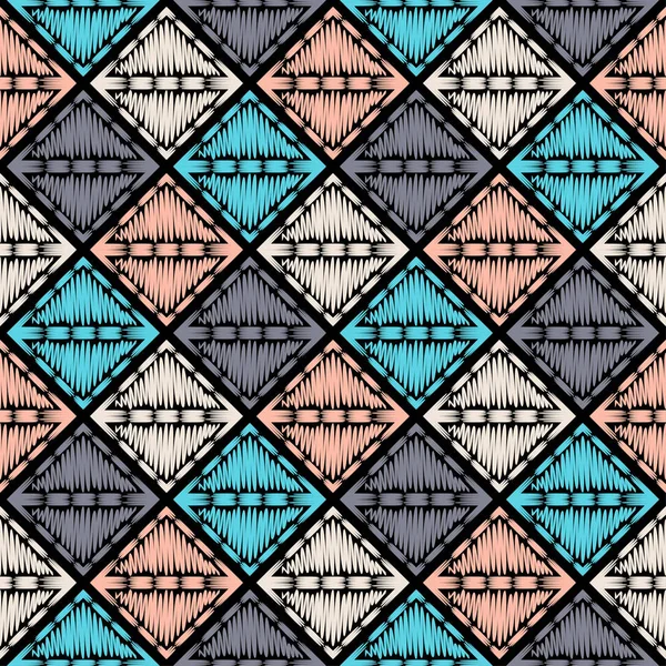 Patrón Étnico Boho Sin Costuras Encaje Bordado Tela Textura Patchwork — Vector de stock