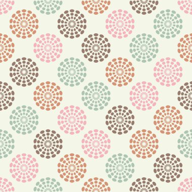 Polka noktalar Dikişsiz desen. Etnik figürlerin mozaiği. Desenli doku. Geometrik arka plan. Duvar kağıdı, tekstil, davet kartı, sarma, Web sayfası arka plan için kullanılabilir.