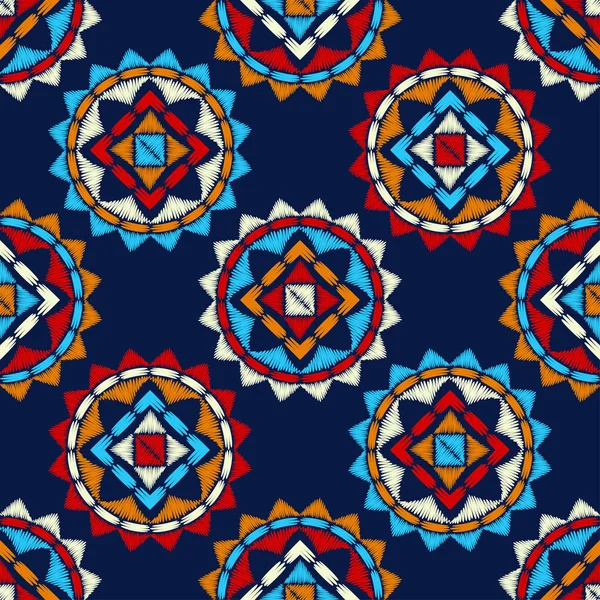 波尔卡点无缝模式 种族人物的马赛克 图案纹理 几何背景 可用于壁纸 纺织品 邀请卡 网页背景 — 图库矢量图片