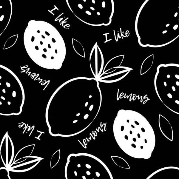 Bezešvé Vzory Ozdobnými Citronů Roztomilý Kreslený Letní Zahrada Vektorová Ilustrace — Stockový vektor