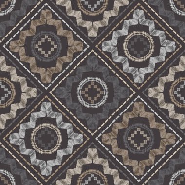 Etnik Boho Dikişsiz desen. Dantel. Kumaş üzerine nakış. Patchwork dokusu. Dokuma. Geleneksel süs. Kabile deseni. Halk motif. Duvar kağıdı, tekstil, sarma, Web için kullanılabilir. 