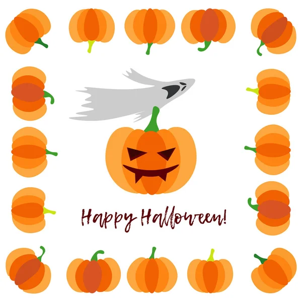 Happy Halloween Card Pumpkins Doodle Brushwork Can Used Wallpaper Textile — 스톡 벡터