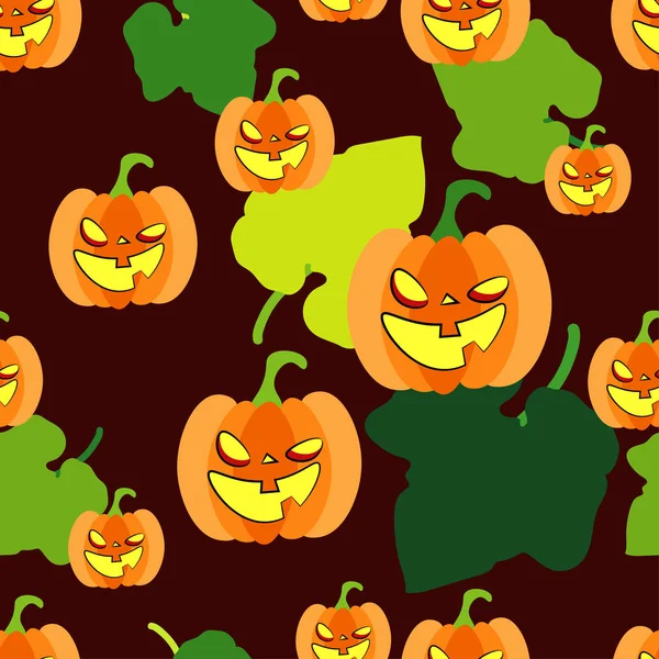 Seamless Decorative Vector Background Happy Halloween Pumpkins Doodle Brushwork Can — Stock Vector