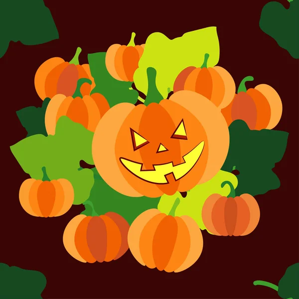 Seamless Decorative Vector Background Happy Halloween Pumpkins Doodle Brushwork Can — Stock Vector
