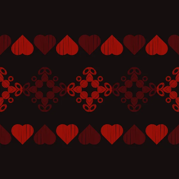 Patrón Sin Costuras Corazones Decorativos Día San Valentín Ilustración Para — Vector de stock