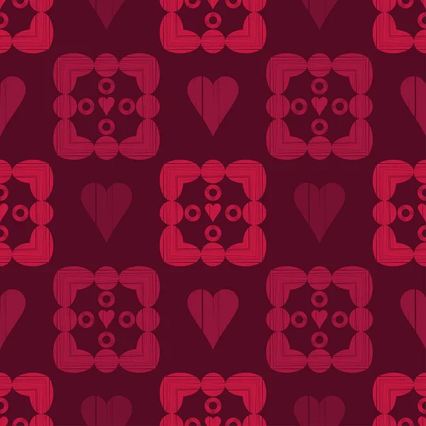 Patrón Sin Costuras Corazones Decorativos Día San Valentín Ilustración Para — Vector de stock